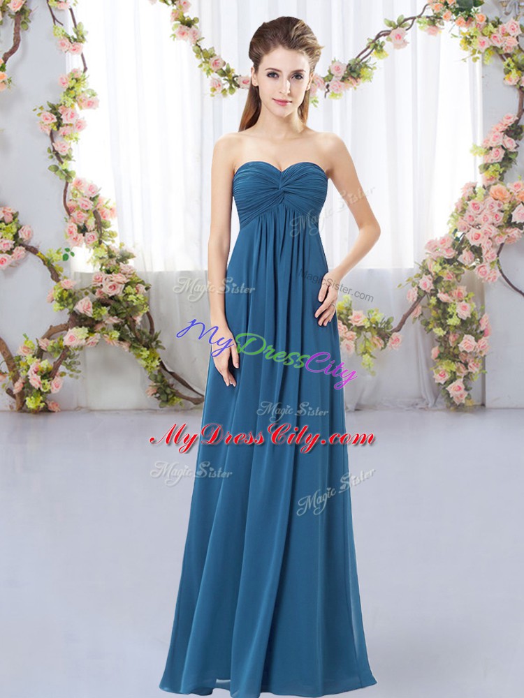 Deluxe Sweetheart Sleeveless Chiffon Bridesmaid Dress Ruching Zipper