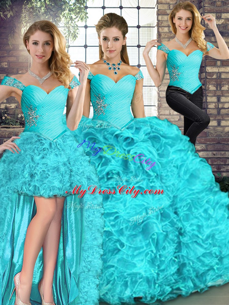 Glorious Organza Sleeveless Floor Length Sweet 16 Dress and Beading and Ruffles