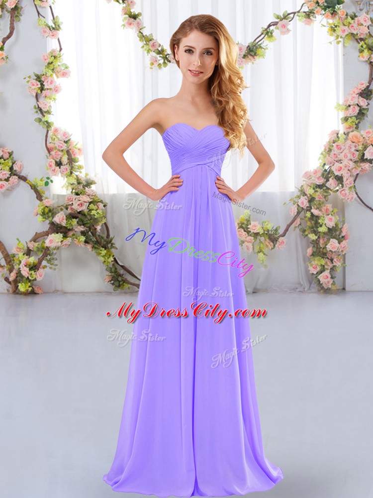 Discount Lavender Sleeveless Chiffon Lace Up Bridesmaids Dress for Wedding Party