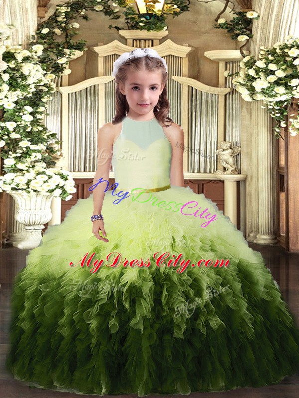 Sleeveless Ruffles Backless Little Girls Pageant Dress