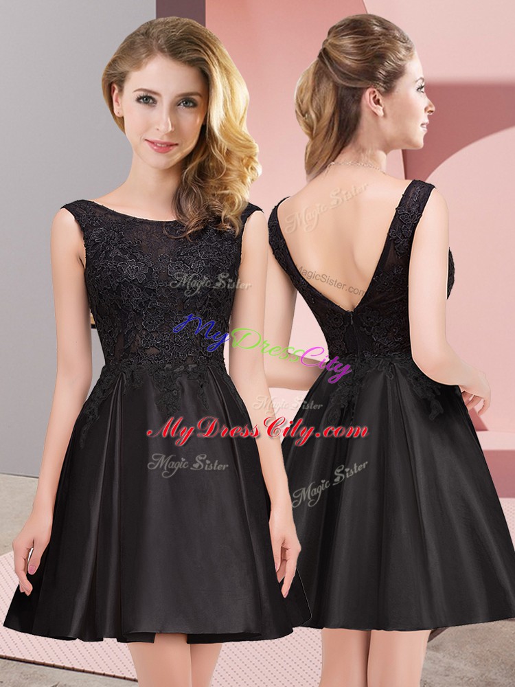 Extravagant Satin Sleeveless Mini Length Bridesmaid Dress and Lace