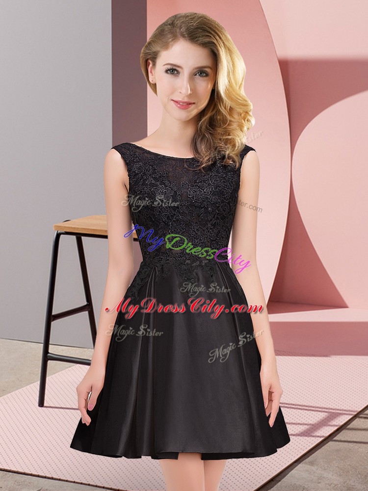 Extravagant Satin Sleeveless Mini Length Bridesmaid Dress and Lace