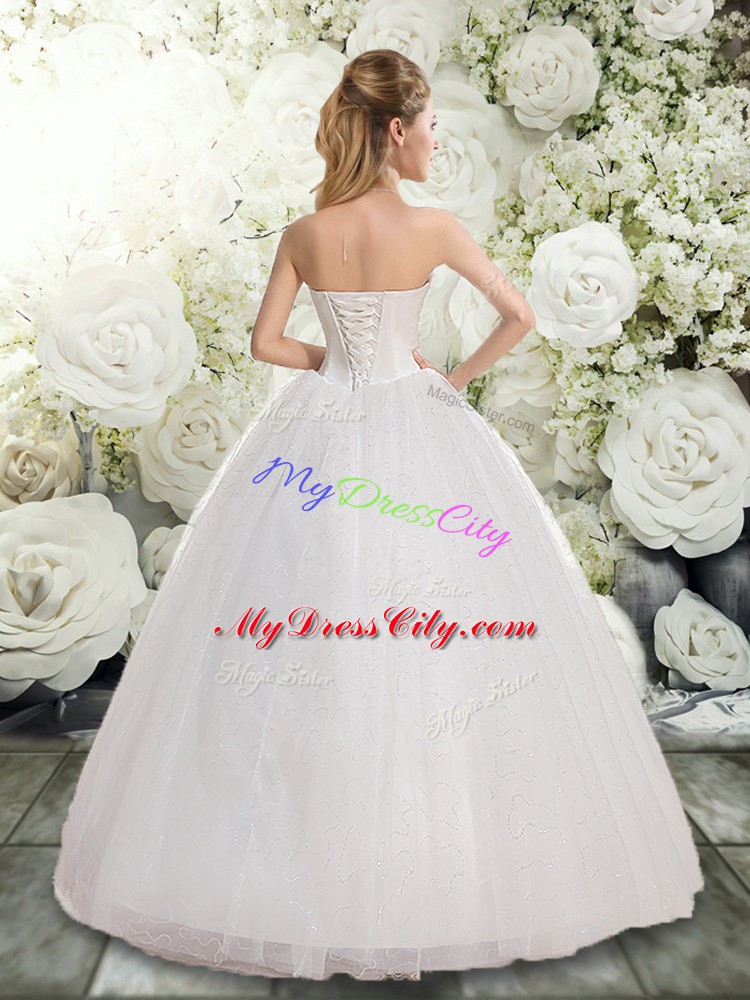 Stunning Sleeveless Beading Lace Up Wedding Dresses