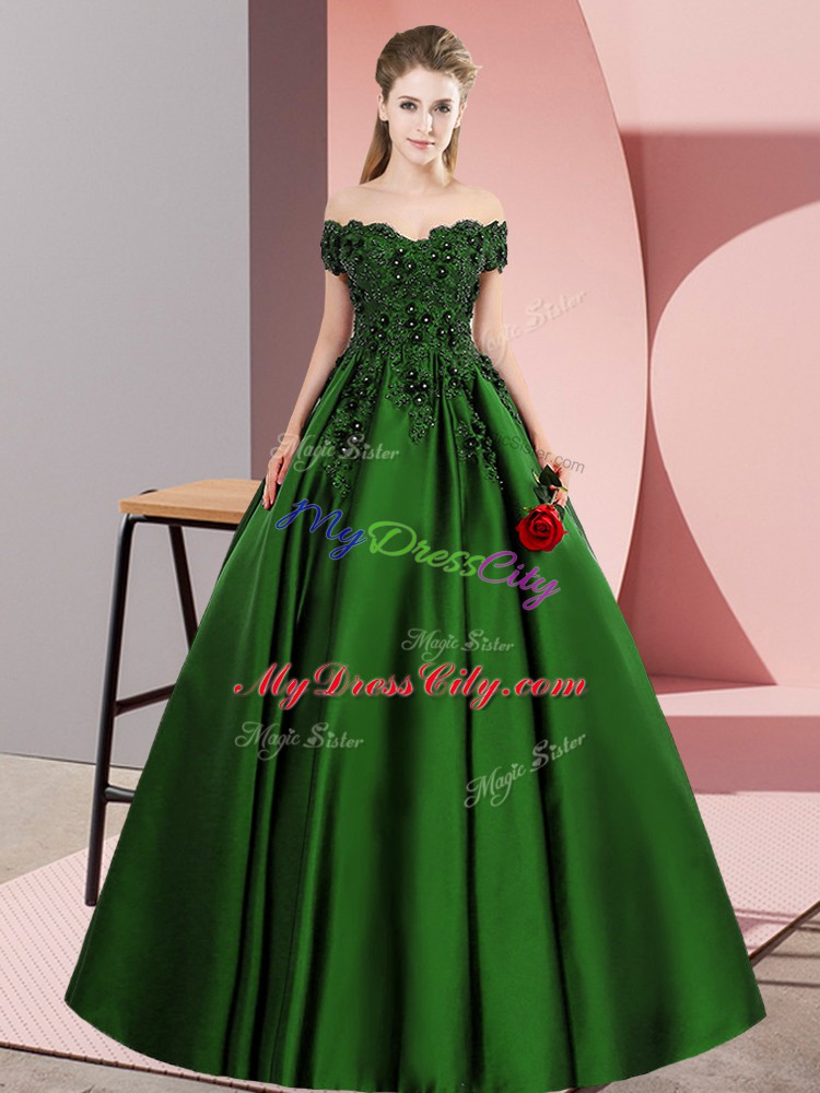 Lovely Green Ball Gown Prom Dress Sweet 16 and Quinceanera with Lace Off The Shoulder Sleeveless Zipper