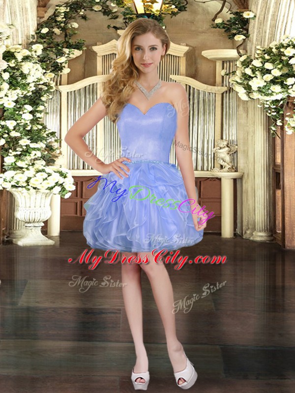 Glittering Lavender Sweetheart Lace Up Ruffles Quinceanera Dresses Sleeveless