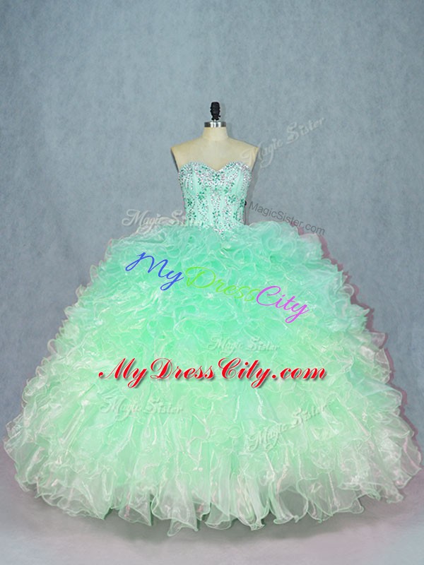 Cute Floor Length Ball Gowns Sleeveless Green Sweet 16 Dresses Lace Up