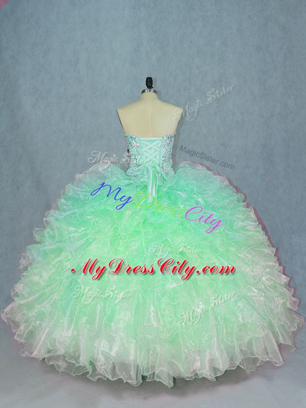 Cute Floor Length Ball Gowns Sleeveless Green Sweet 16 Dresses Lace Up