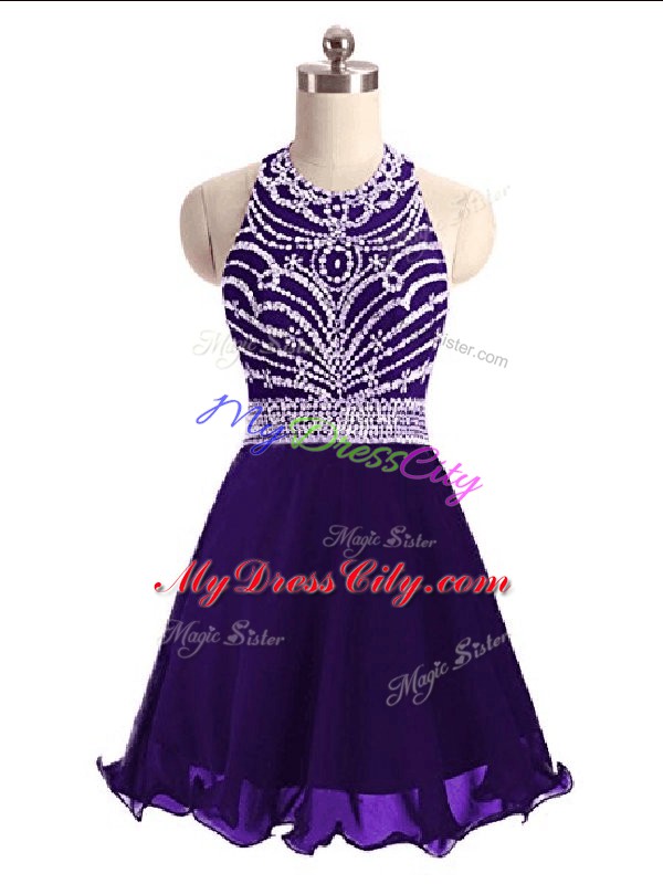 Gorgeous Halter Top Sleeveless Chiffon Pageant Dress with Jacket Beading Lace Up