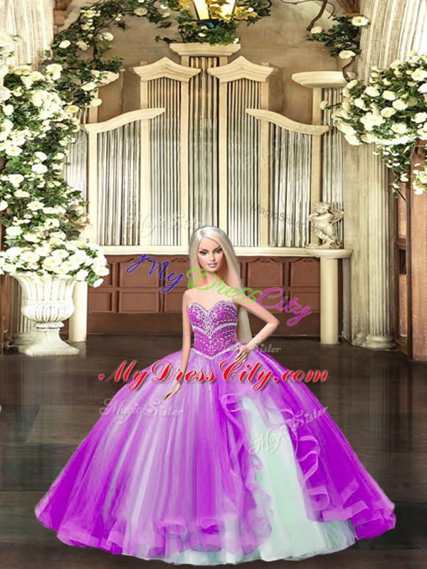 Lavender Sweetheart Neckline Beading Quinceanera Dresses Sleeveless Lace Up