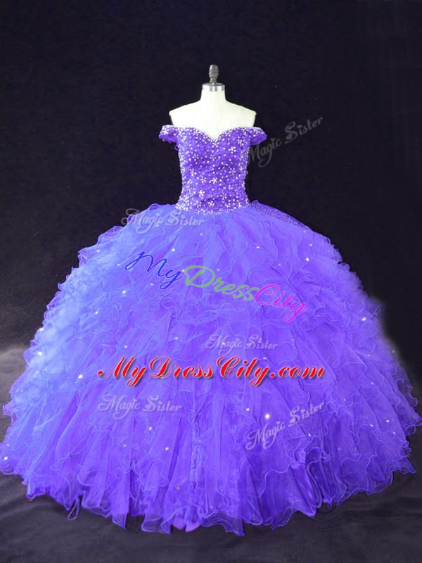 Unique Sleeveless Beading Lace Up Sweet 16 Quinceanera Dress