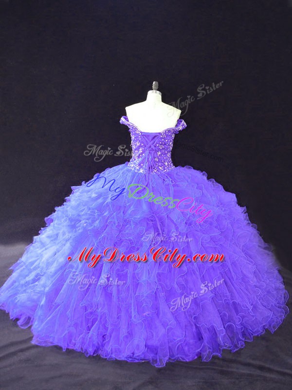 Unique Sleeveless Beading Lace Up Sweet 16 Quinceanera Dress