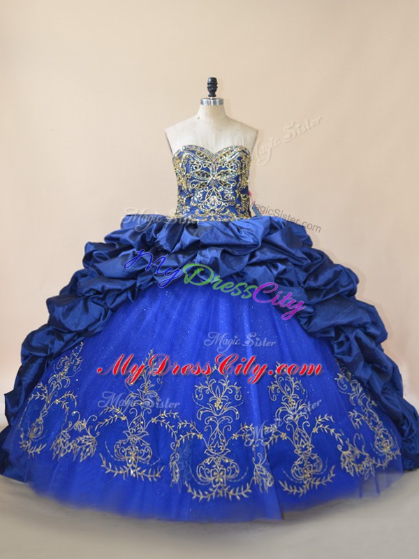 Amazing Royal Blue Sweetheart Neckline Beading Quinceanera Dresses Sleeveless Lace Up