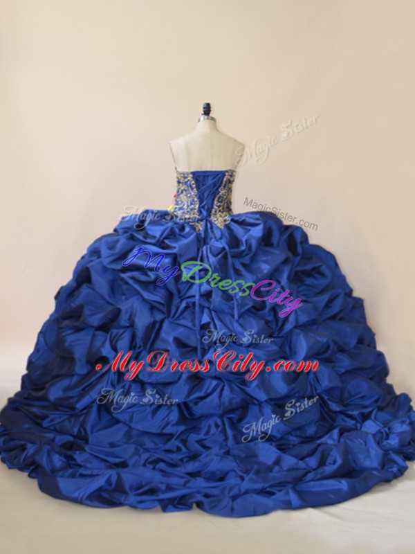 Amazing Royal Blue Sweetheart Neckline Beading Quinceanera Dresses Sleeveless Lace Up