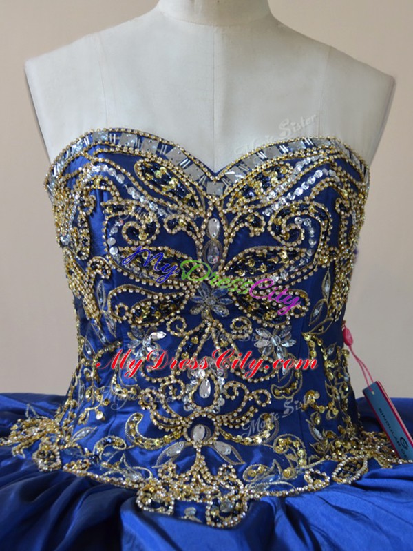 Amazing Royal Blue Sweetheart Neckline Beading Quinceanera Dresses Sleeveless Lace Up