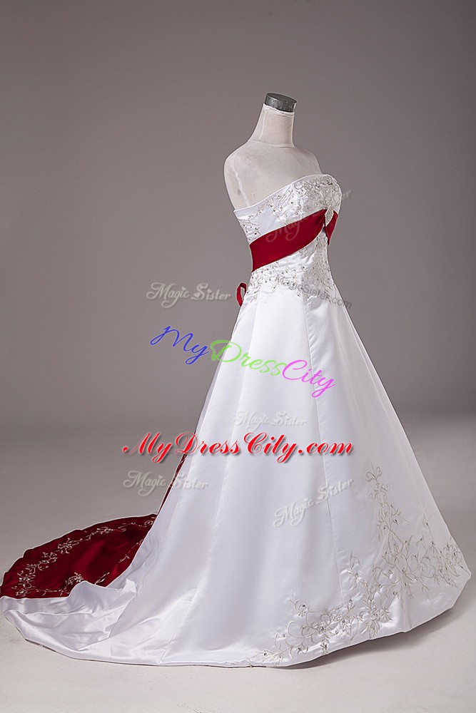 Exceptional Ball Gowns Sleeveless White Wedding Dresses Brush Train Lace Up