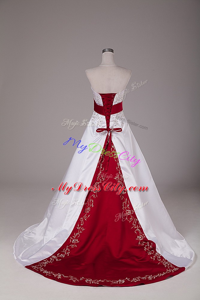 Exceptional Ball Gowns Sleeveless White Wedding Dresses Brush Train Lace Up