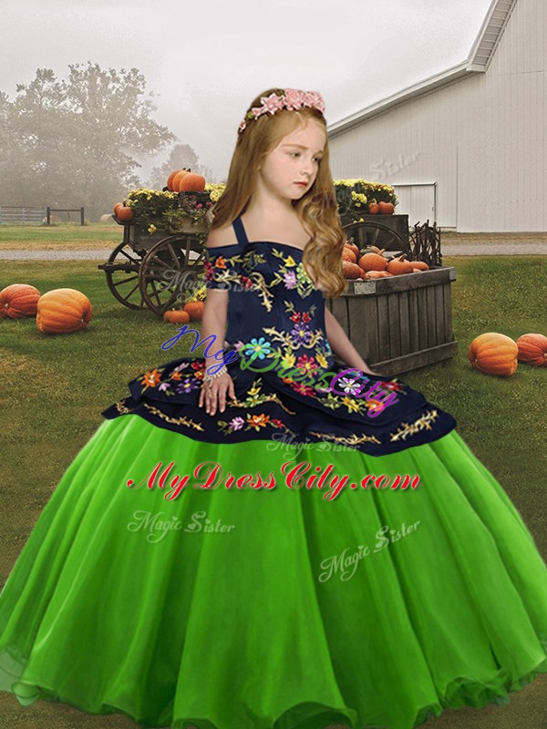 Ball Gowns Embroidery Custom Made Pageant Dress Lace Up Organza Sleeveless Floor Length