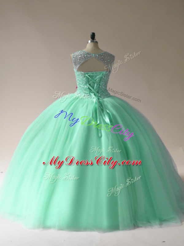 Sleeveless Beading Lace Up Quinceanera Gowns