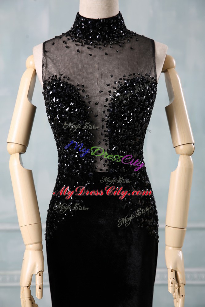 Black Sleeveless Beading Zipper Pageant Dress for Girls