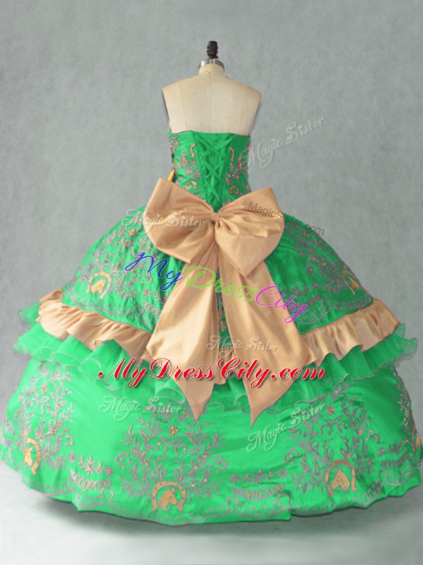 New Arrival Floor Length Green Vestidos de Quinceanera Sweetheart Sleeveless Lace Up