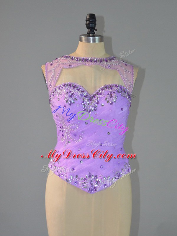 Lavender Sleeveless Beading and Ruffles Quinceanera Dresses