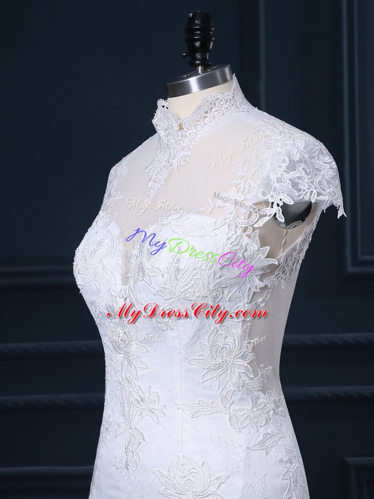 Clasp Handle Wedding Dress White for Wedding Party with Lace Court Train