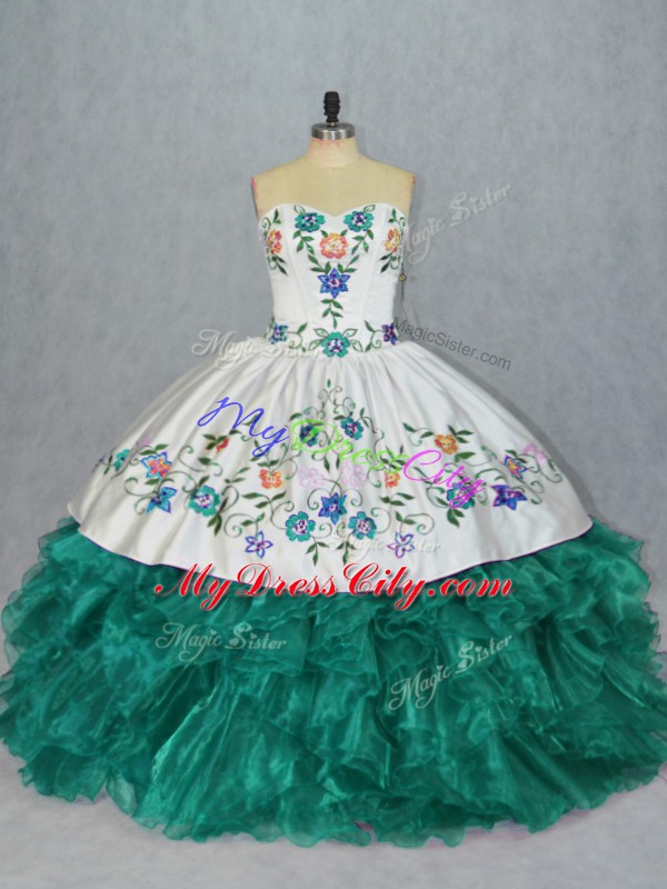 Floor Length Ball Gowns Sleeveless Turquoise Vestidos de Quinceanera Lace Up