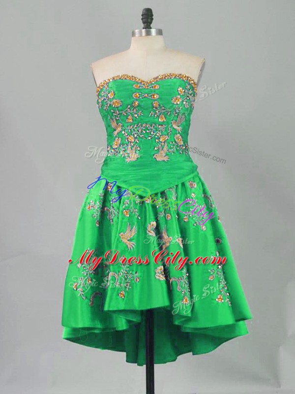 Hot Selling A-line Prom Party Dress Green Sweetheart Sleeveless Mini Length Lace Up