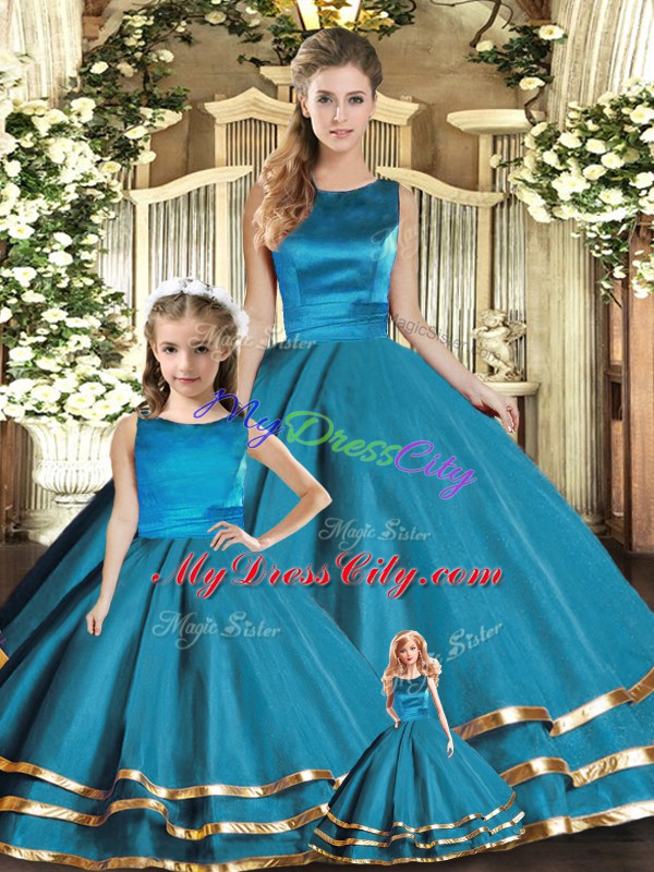 Tulle Sleeveless Floor Length Quinceanera Dress and Ruffled Layers