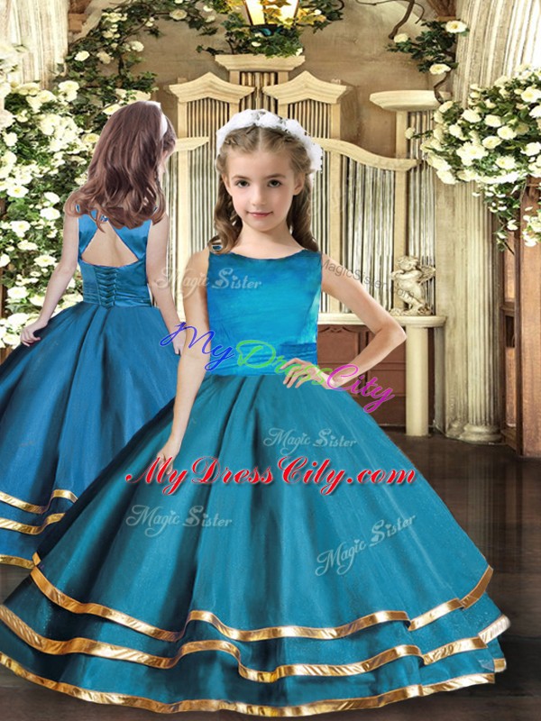 Tulle Sleeveless Floor Length Quinceanera Dress and Ruffled Layers