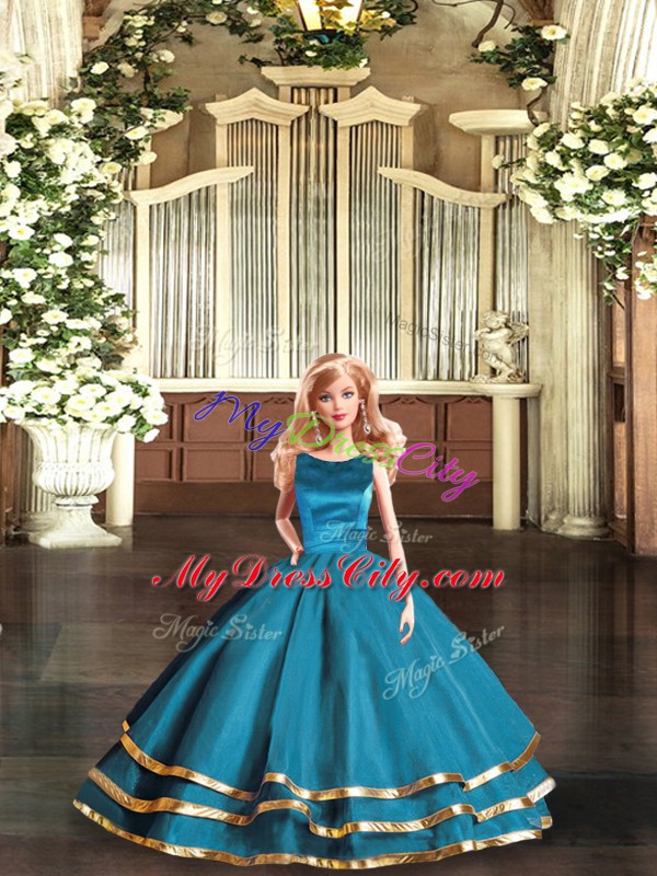 Tulle Sleeveless Floor Length Quinceanera Dress and Ruffled Layers