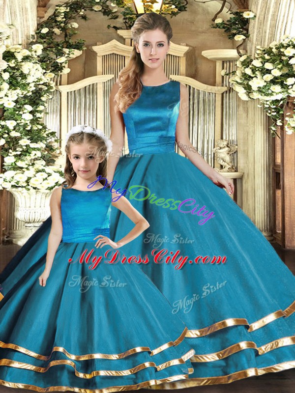 Tulle Sleeveless Floor Length Quinceanera Dress and Ruffled Layers