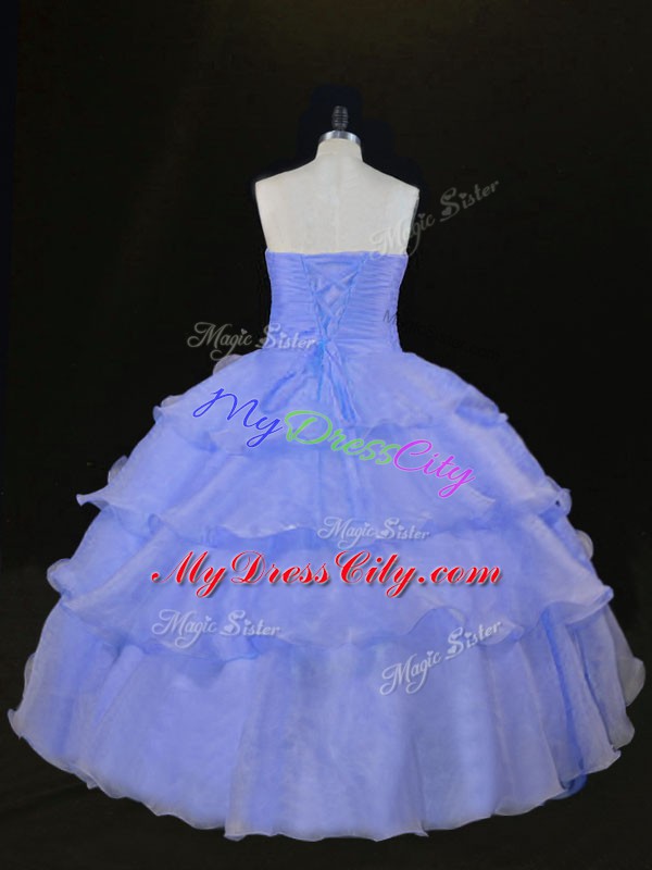 Sleeveless Lace Up Floor Length Ruffles and Hand Made Flower Quinceanera Dresses