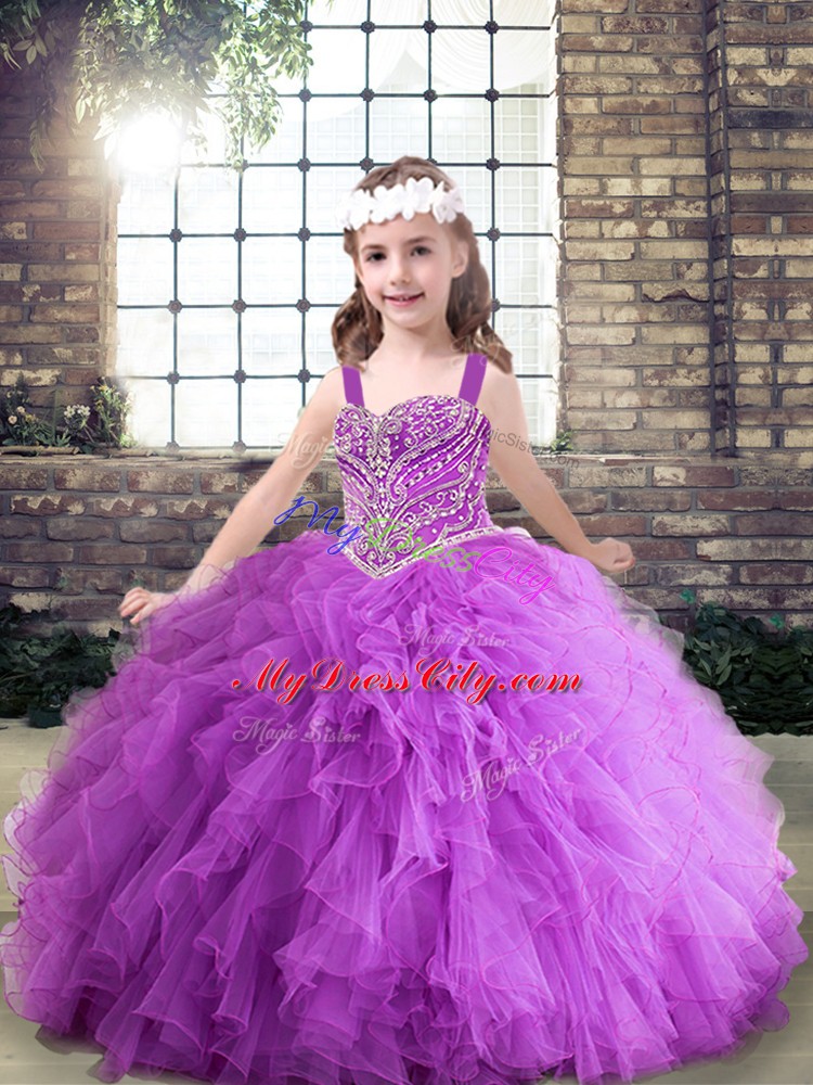 Great Sleeveless Beading and Ruching Lace Up Pageant Gowns