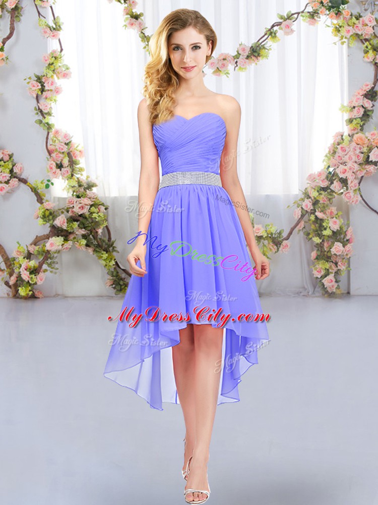 High Low Empire Sleeveless Lavender Dama Dress Lace Up