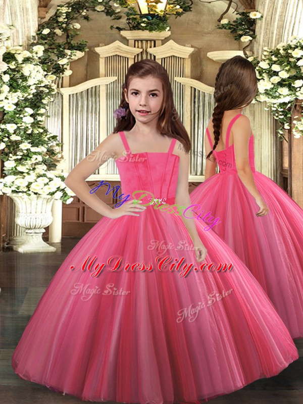 Tulle Sweetheart Sleeveless Lace Up Beading Quince Ball Gowns in Coral Red