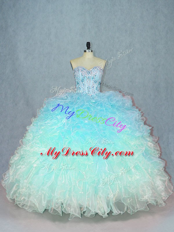 Lace Up 15th Birthday Dress Multi-color for Sweet 16 and Quinceanera with Beading and Ruffles