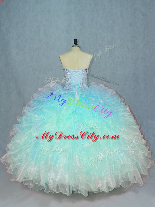 Lace Up 15th Birthday Dress Multi-color for Sweet 16 and Quinceanera with Beading and Ruffles