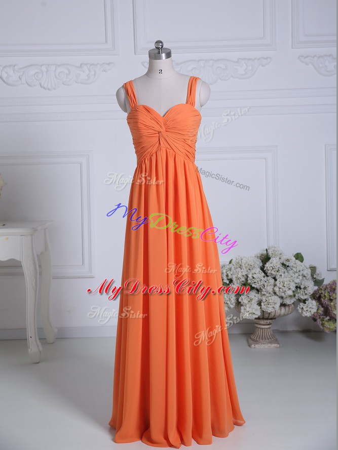 Excellent Orange Sleeveless Chiffon Zipper Bridesmaid Dress for Wedding Party