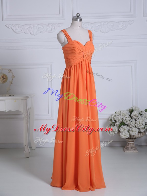 Excellent Orange Sleeveless Chiffon Zipper Bridesmaid Dress for Wedding Party