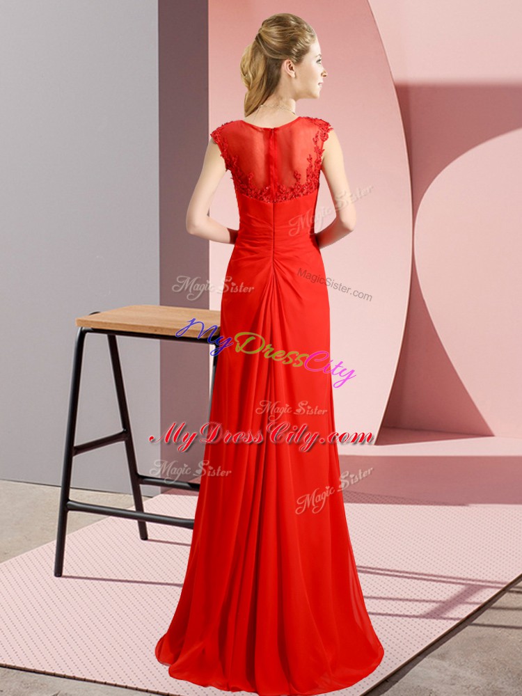 Shining Sleeveless Zipper Floor Length Beading Prom Party Dress