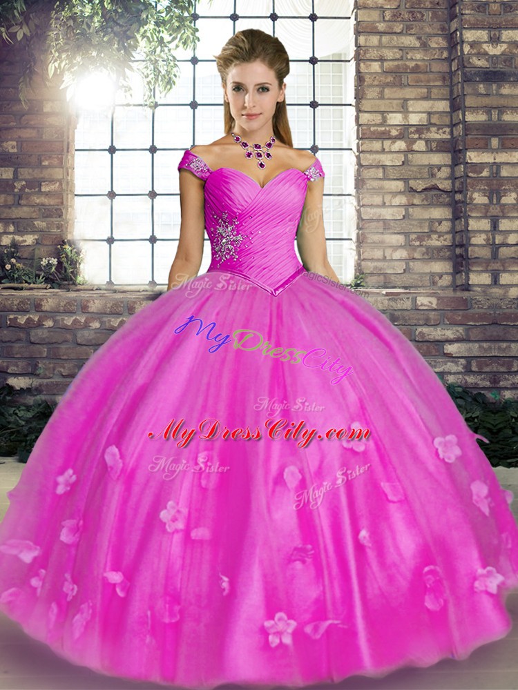 Colorful Off The Shoulder Sleeveless Lace Up Sweet 16 Quinceanera Dress Lilac Tulle