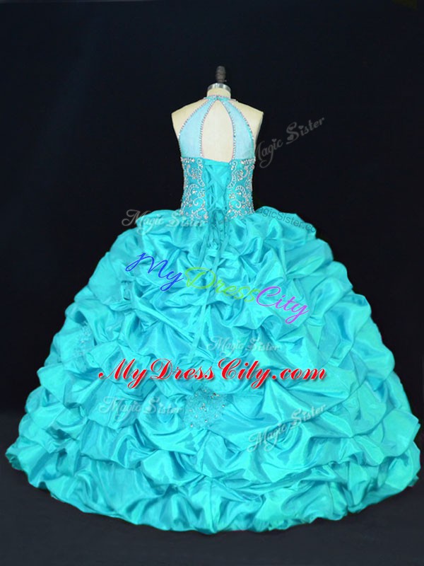 Cute Sleeveless Beading and Appliques and Embroidery and Pick Ups Lace Up 15 Quinceanera Dress