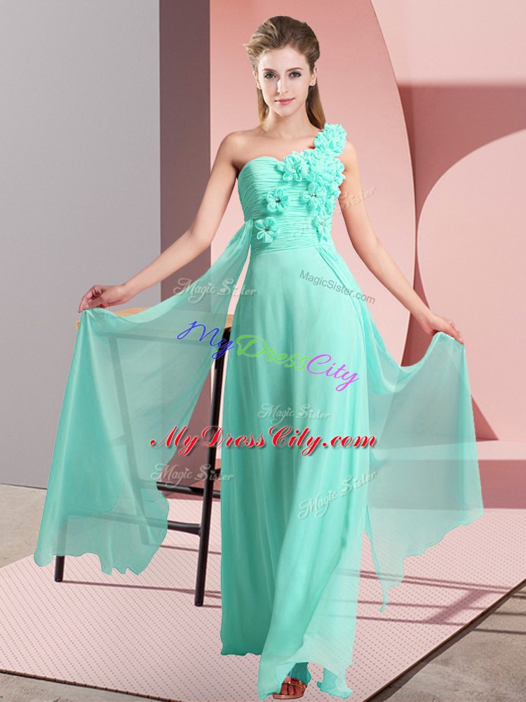 Apple Green Lace Up Wedding Party Dress Hand Made Flower Sleeveless Floor Length