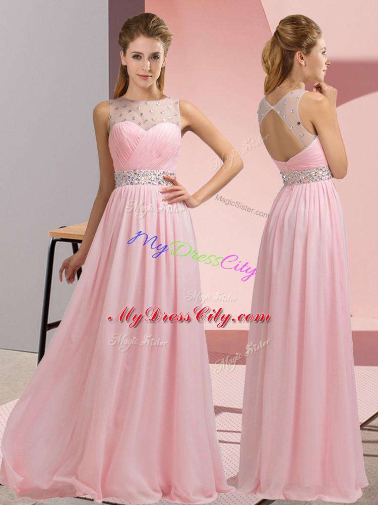 Clearance Chiffon Sleeveless Floor Length Prom Dress and Beading