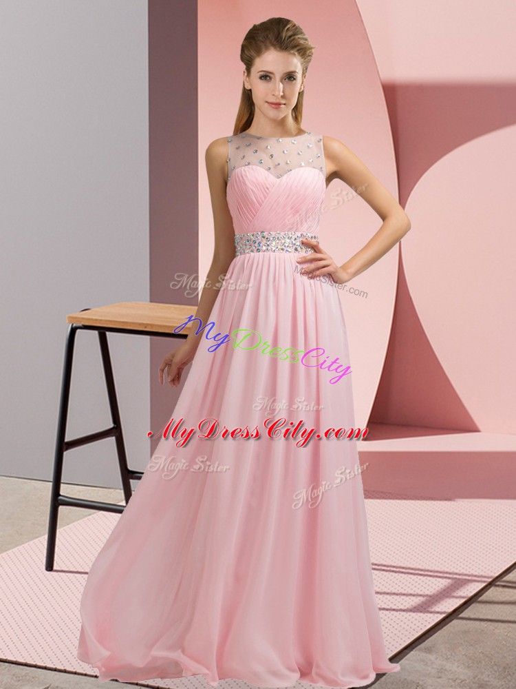 Clearance Chiffon Sleeveless Floor Length Prom Dress and Beading