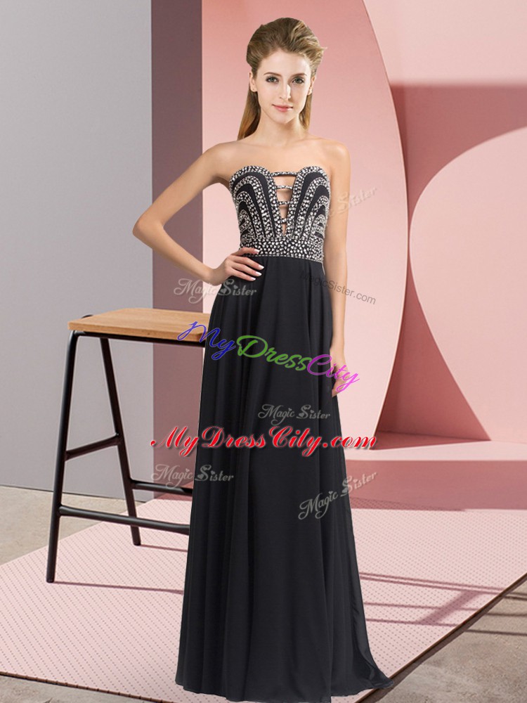 Nice Black Sleeveless Chiffon Lace Up Evening Dresses for Prom and Party