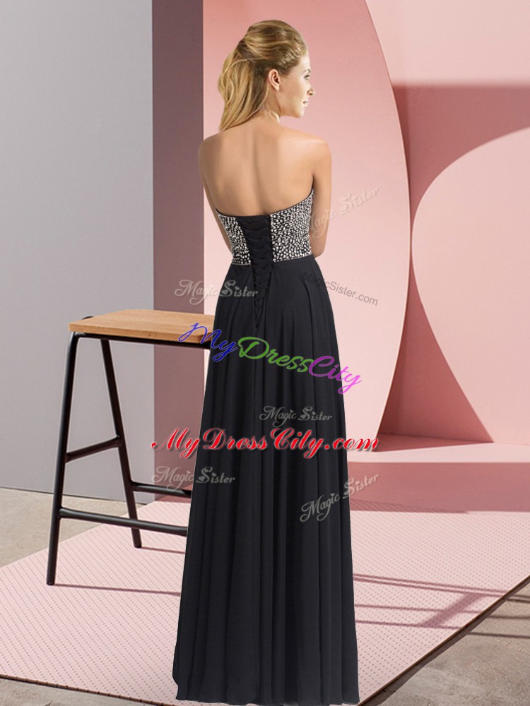 Nice Black Sleeveless Chiffon Lace Up Evening Dresses for Prom and Party