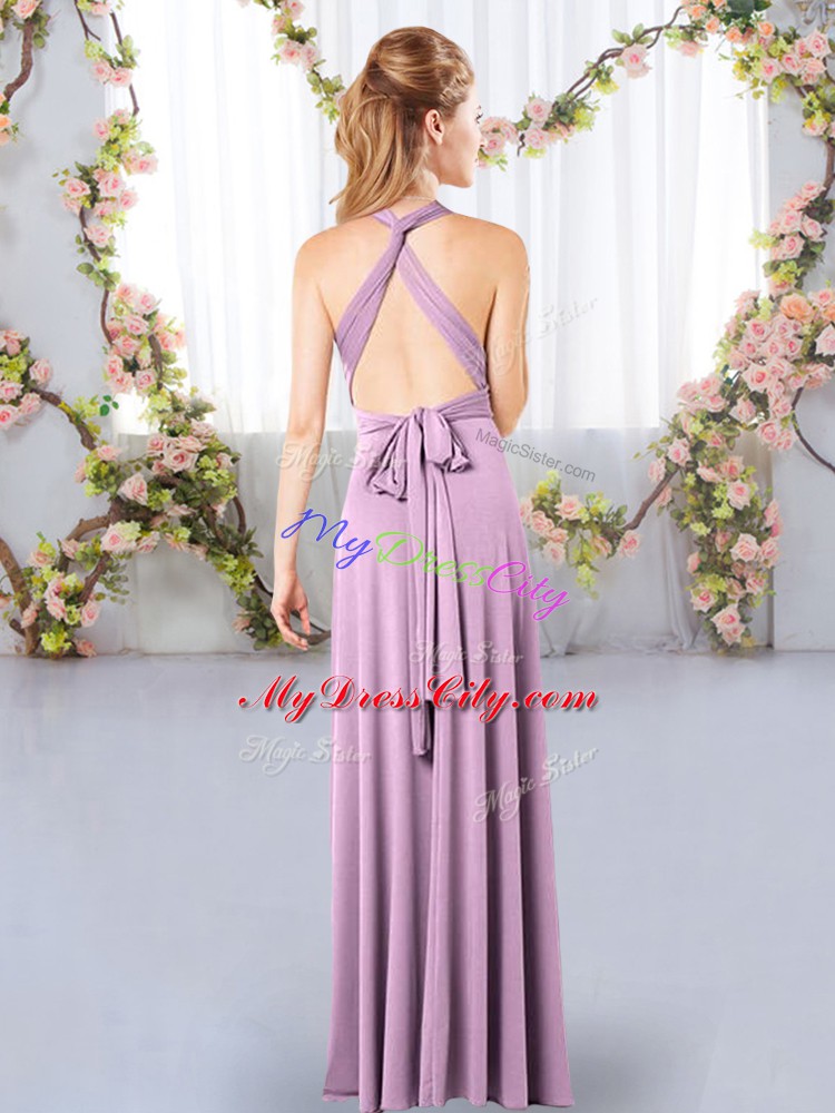 Fantastic Halter Top Sleeveless Chiffon Dama Dress Ruching Criss Cross