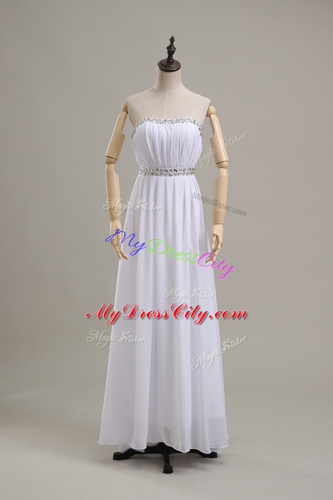 Luxury White Bridal Gown Wedding Party with Beading Strapless Sleeveless Backless